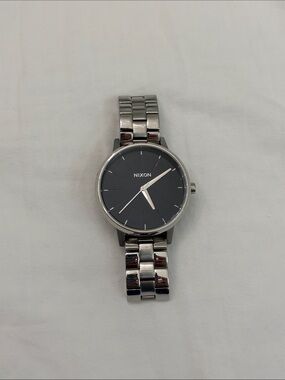 Nixon Silver and black Stainless Steel Watch